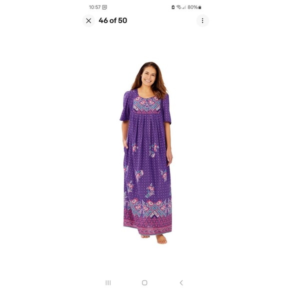 Only Necessities Patio Lounge House Dress Women's 5X (38/40) Caftan Floral Maxi - Picture 1 of 8